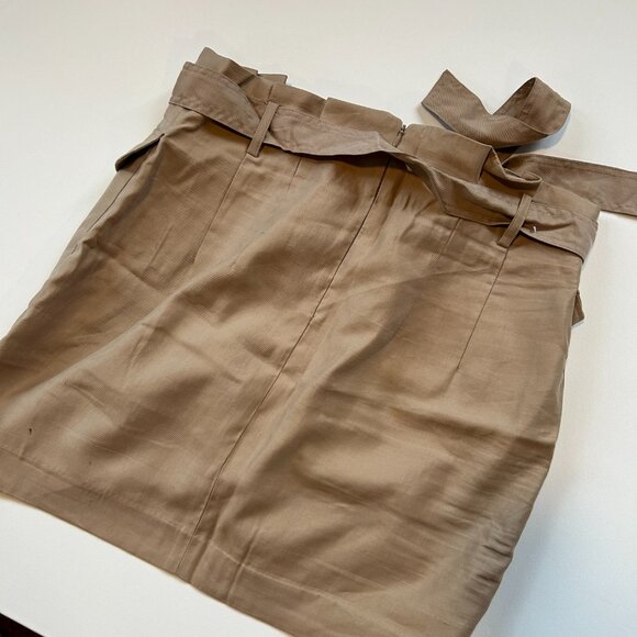 H&M Kakhi Cargo Skirt with Removable Tie Belt Paper Bag Style Beige Skirt - Picture 5 of 5